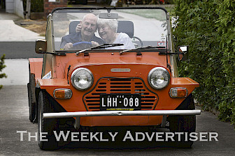 PRECIOUS MEMORIES: Bob and Mavis Kirsopp celebrated their 67th wedding anniversary in 2022. They are pictured in Bob’s iconic mini-moke he had owned since 1976. Picture: PAUL CARRACHER