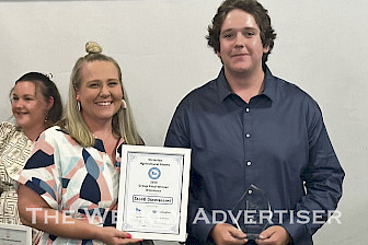 SUCCESS: Wimmera Agricultural Societies Association, WASA, junior show ambassador Jacob Donnelley, of Donald, with WASA vice president Nicole Nunn who also awarded Jacob the Marie Hendy Trophy.