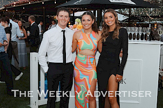 SUPPORT: Birchip Cropping Group’s senior manager of extension and communication Grace Hosking, right, with BCG research assistant Joe Collins and project manager Demi Taylor at a BCG Young Farmer Network Ball at Bridgewater.
