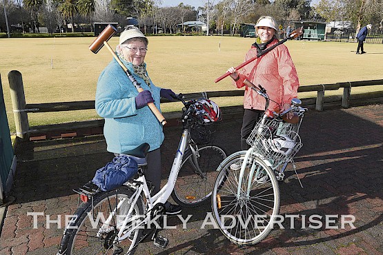 Keen croquet players Marg Pope and June Werner regularly jump on their bikes and head to Horsham Croquet Club to play.Marg has been riding to the club for about three years and June, two years.Both are back enjoying their sport again after restrictions were eased and social distancing rules applied.June said riding was good exercise and because she lived south of the river she could ride over the Anzac Bridge to get to the club."It's quicker than driving," she said.