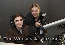 LEARNING ON THE JOB: Liam Braybrook and Sophie Parish enjoy work experience at ACE Radio. Picture: PAUL CARRACHER