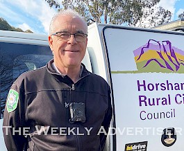 Horsham Rural City Council community safety officer Alan Frankham with a bodycam.