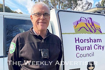 Horsham Rural City Council community safety officer Alan Frankham with a bodycam.