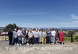 GROWING KNOWLEDGE: The volunteer cohort of Stawell and St Arnaud visitor information centres visit Big Hill Lookout at Stawell during a regional tour to celebrate their efforts and expand knowledge.