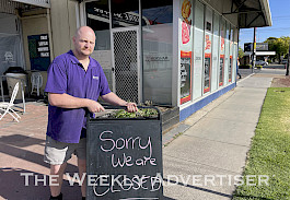 Tim Olston at Horsham City Meats after a fire in the Darlot Street butchery on Monday.