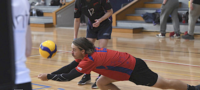 DIGGING DEEP: Tyler Puls trials for the Phantoms volleyball squad. Picture: PAUL CARRACHER