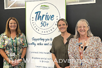 THRIVING: Stawell Thrive 50-plus Healthy Ageing Hub staff members, from left, Kim Birthisel, Jacinta Smith and Lisa Gillard.