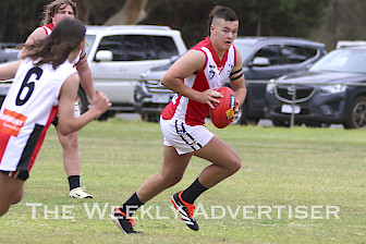 Austin Giusa playing for Taylor Swifts. Taylors Lake and Swifts have combined their junior football teams for 2024. Picture: RAELENE JOHNSTON
