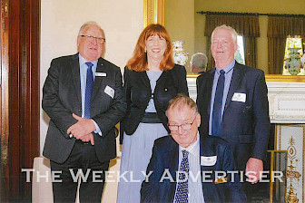 AWARDED: From left, back, Nhill’s Rob Gersch, Governor of Victoria Margaret Gardner, ex-Nhill resident Peter Jones, and, front, Kerryn Shade, of Horsham, receive awards at the Justice of the Peace Service Awards at Government House.