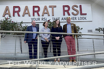 OFFICIAL: From left, Ararat Mayor Bob Sanders, Government Services Minister Gabrielle Williams, Member for Ripon Martha Haylett and Greater Ararat Business Network president Tom Clark.