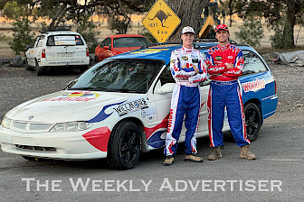 HITTING THE ROAD: Wimmera men Tom Netherway, left, and Ethan Miller will attempt to drive 3600 kilometres in their $700 Holden Commodore to raise money for Cancer Council.