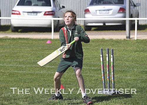 Scarlett Abbott, Ss Michael and John's, playing in Super 8s cricket at Cornell Park.