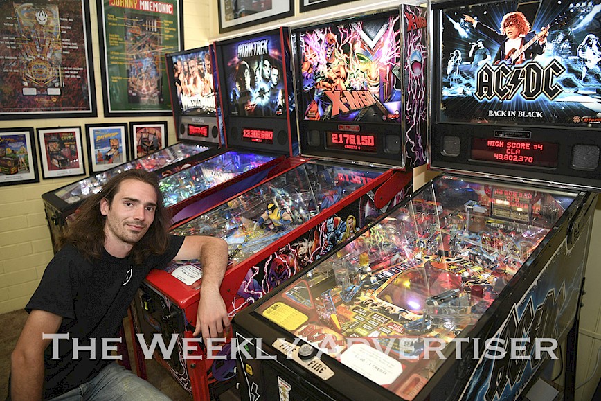 Nhill Pinball Museum will host a pinball championship on Decmeber 7-9. Museum co-owner Lyndon Carter tries a machine.