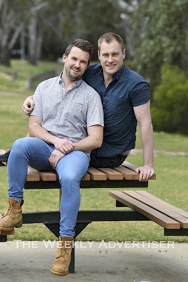 Wimmera Pride Project communication manager Patrick Quaine and his partner Scott Robinson.